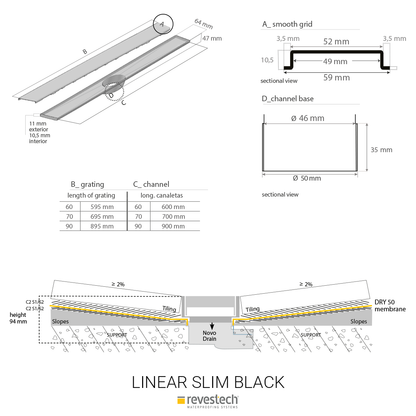 Linear Black Drain 70