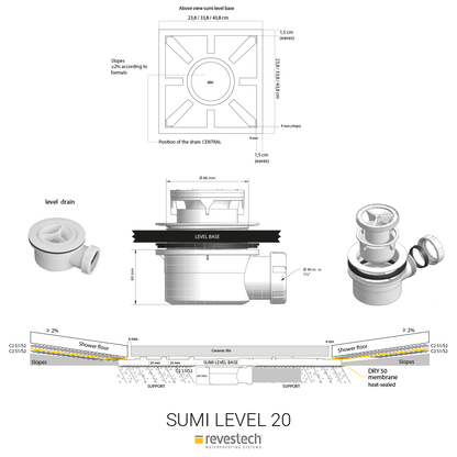 Hidden Square Shower Drain 20X20