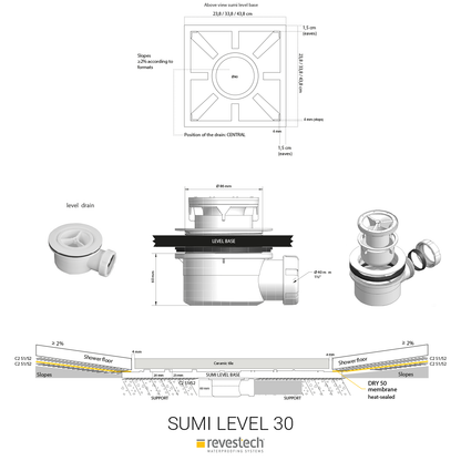 Hidden Square Shower Drain 30x30