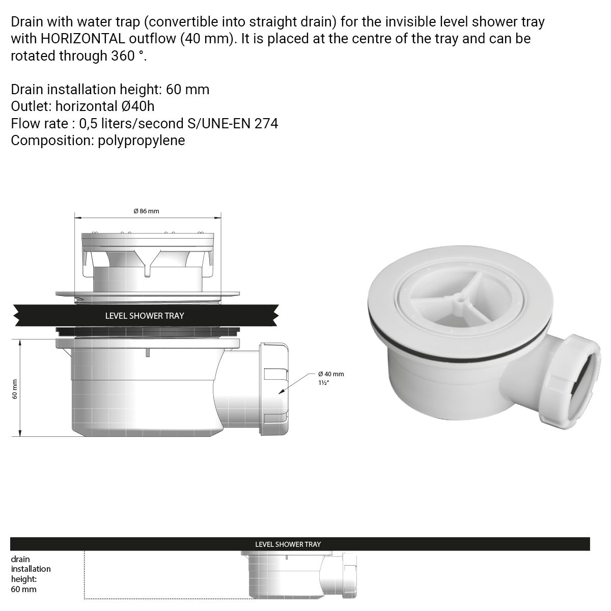 Hidden Shower Tray (Made to Order in 3-5 weeks)